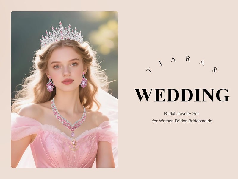 Kamirola Tiaras and Crowns for Women,Tiaras Earrings Necklace, Crystal Bridal Jewelry Set, Costume Party Halloween Prom Pageant Jewelry for Women (TR28) - Image 4